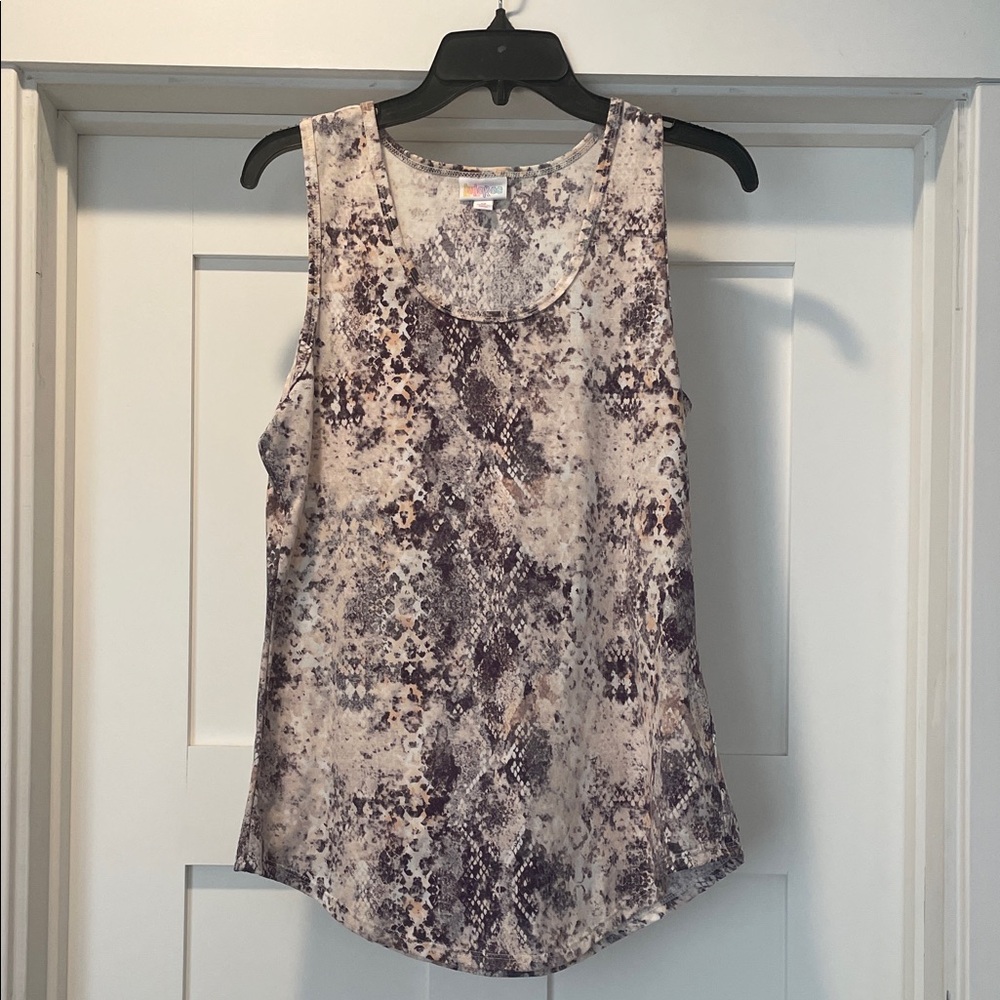 LuLaRoe cocoa light pink and Purple Snake Print Tank Top - size Medium